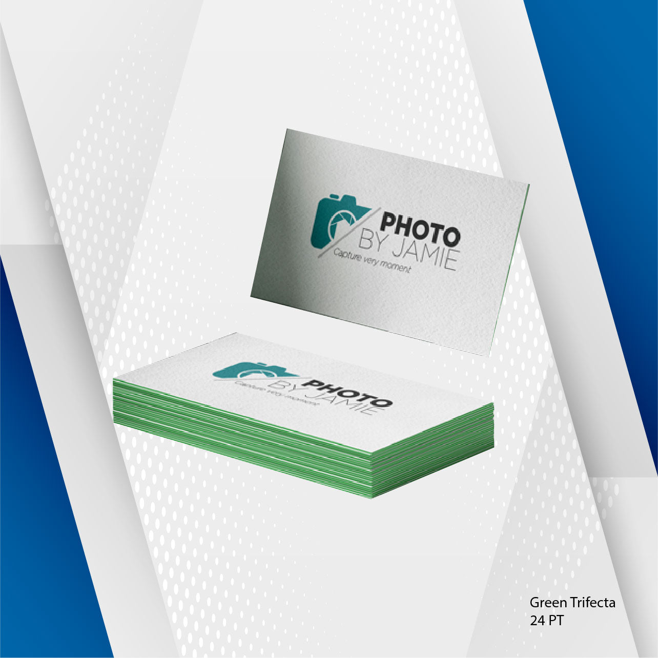 Green Trifecta 24PT Business Cards